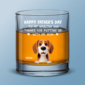 Bonne fête des pères à mon incroyable papa ! Verre à whisky personnalisé avec chien ! Cadeau pour la fête des pères, pour les propriétaires d'animaux et les amoureux des animaux.