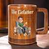 The Catfather, Chosen By My Cat - Cat Personalized Custom Wooden Mug - Father's Day,  Gift For Dad, Pet Owners, Pet Lovers