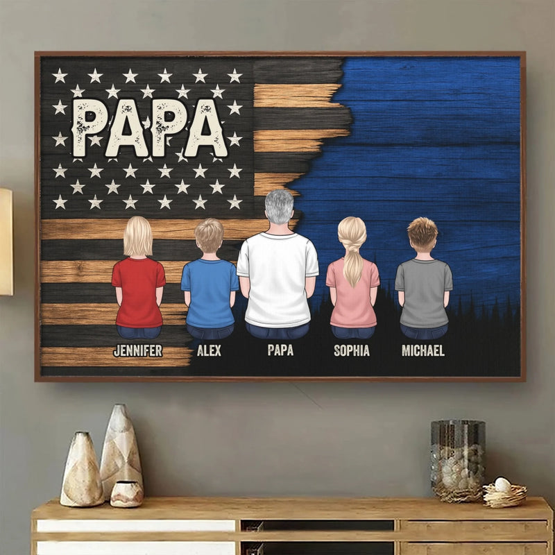 Papa, Our Loudest Pride - Family Personalized Custom Horizontal Poster - Father's Day, Gift For Family