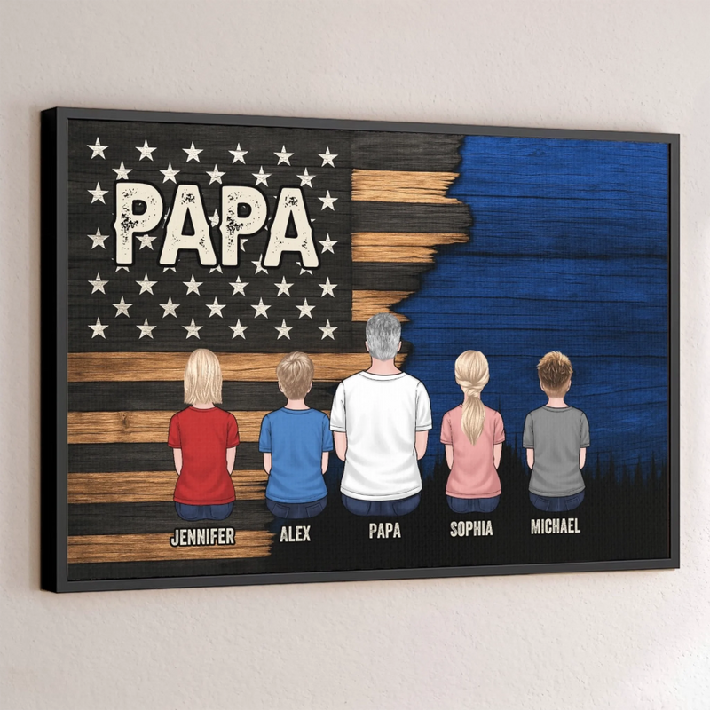 Papa, Our Loudest Pride - Family Personalized Custom Horizontal Poster - Father's Day, Gift For Family