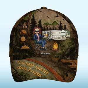 Café, camping, répétition - Casquette de camping personnalisée, casquette classique à imprimé intégral - Cadeau pour les amateurs de camping