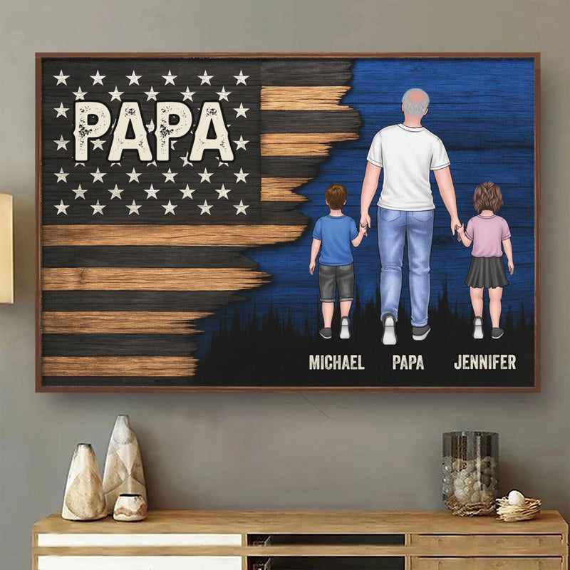 Held By Your Hands, Guided By Your Heart - Family Personalized Custom Horizontal Poster - Father's Day, Gift For Dad, Grandpa