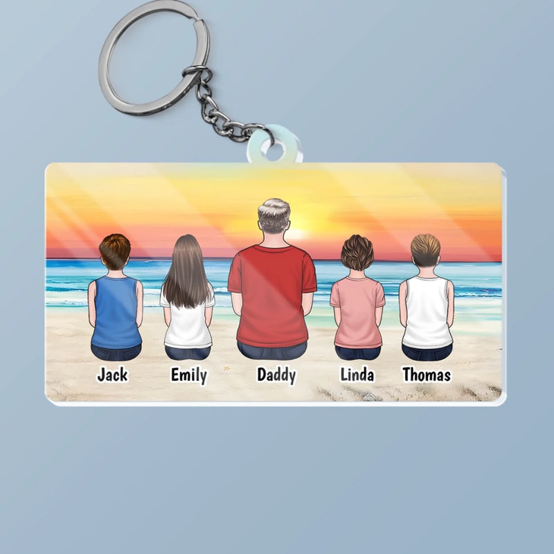 Guided By Your Love, Always - Family Personalized Custom Shaped Acrylic Keychain - Father's Day, Gift For Dad, Grandpa