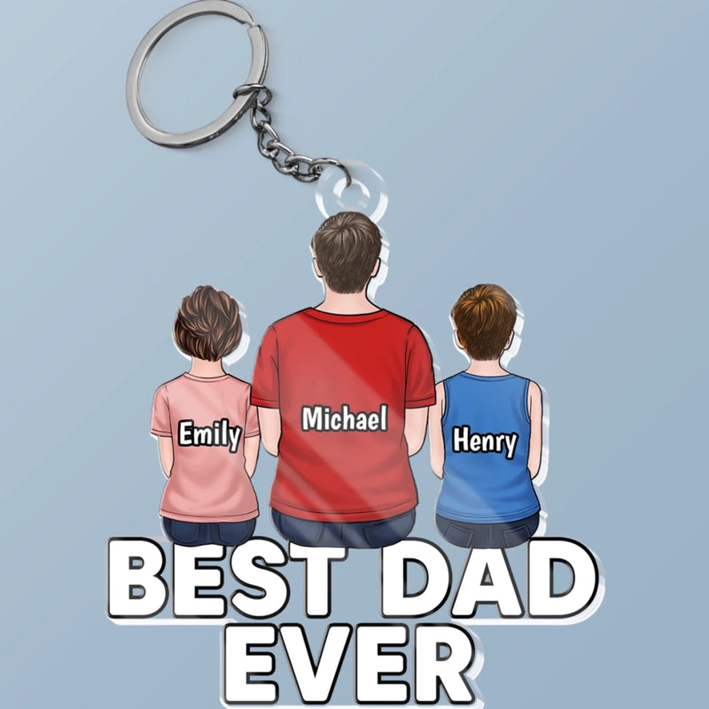 You Make Us Proud, Dad - Family Personalized Custom Shaped Acrylic Keychain - Father's Day, Gift For Dad, Grandpa
