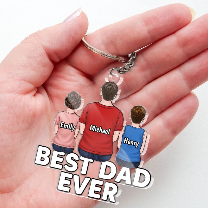 You Make Us Proud, Dad - Family Personalized Custom Shaped Acrylic Keychain - Father's Day, Gift For Dad, Grandpa
