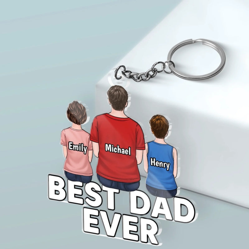 You Make Us Proud, Dad - Family Personalized Custom Shaped Acrylic Keychain - Father's Day, Gift For Dad, Grandpa
