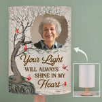 Custom Photo Every Time It Shines, Know My Heart Is Near - Memorial Personalized Custom Linen Bedside Table Lamp - Sympathy Gift For Family Members