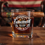You Age Like Fine Whiskey - Family Personalized Custom Whiskey Glass With Cigarette Holder - Father's Day, Gift For Dad, Grandpa