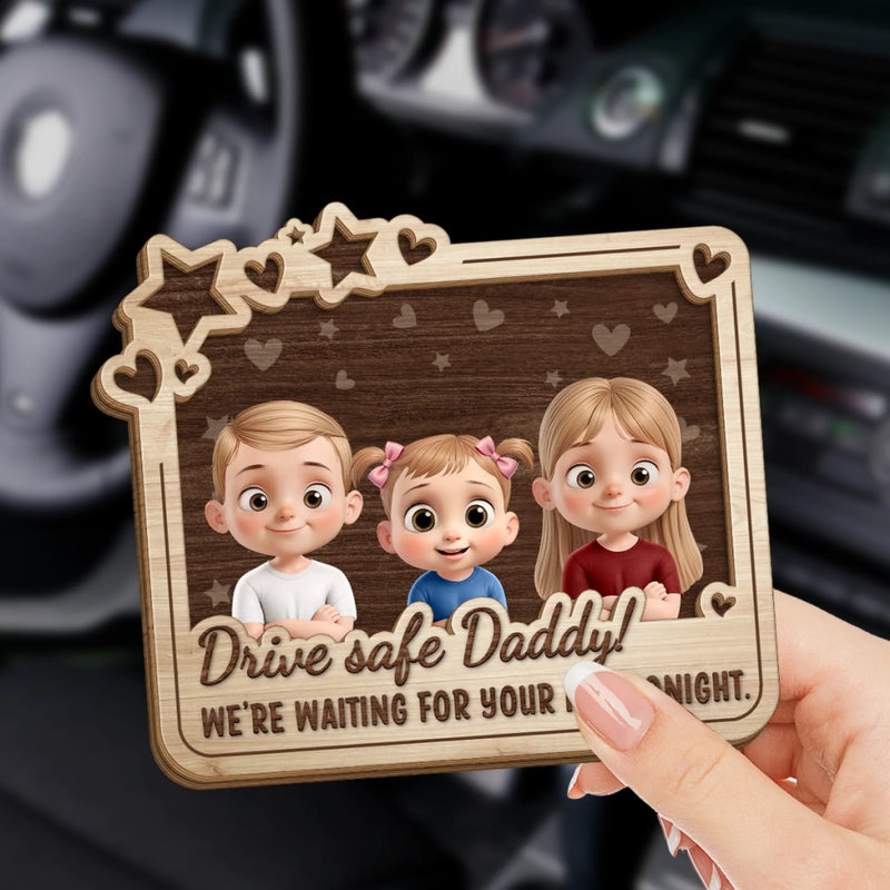 Hurry Home To Us - Family Personalized Custom Car Visor Clip - Father's Day, Gift For Dad, Grandpa