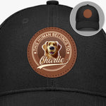 Side By Side, Paw By Paw - Dog Personalized Custom Round Leather Patch Hat - Father's Day, Gift For Dad, Dog Lovers