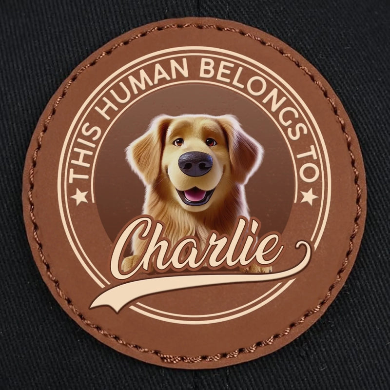 Side By Side, Paw By Paw - Dog Personalized Custom Round Leather Patch Hat - Father's Day, Gift For Dad, Dog Lovers