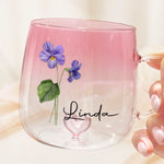 Bloom With Grace - Bestie Personalized Custom Gradient Glass Mug - Gift For Best Friends, BFF, Sisters