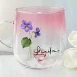 Bloom With Grace - Bestie Personalized Custom Gradient Glass Mug - Gift For Best Friends, BFF, Sisters