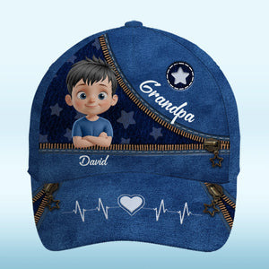 Grand-père et ses étoiles - Casquette personnalisée pour la famille, casquette classique à imprimé intégral - Cadeau pour la fête des pères, papa, grand-père