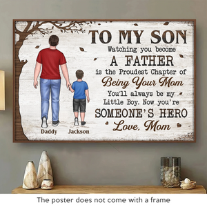 Maintenant, tu es leur héros - Affiche horizontale personnalisée pour la famille - Fête des pères, cadeau pour fils