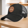 Built To Be A Dad - Family Personalized Custom Round Leather Patch Hat - Father's Day, Gift For Dad, Grandpa