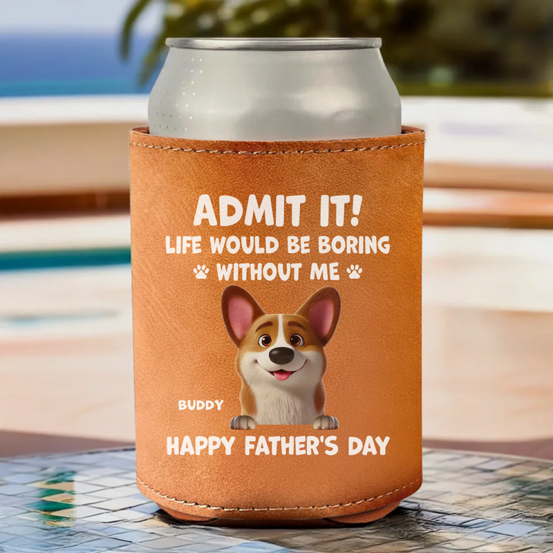 Dog Hair, Don’t Care - Dog Personalized Custom Leather Can Cooler - Father's Day, Gift For Pet Owners, Pet Lovers