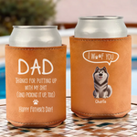 Paws Up, Heads High - Dog Personalized Custom Leather Can Cooler - Father's Day, Gift For Dad, Dog Lovers