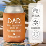 Paws Up, Heads High - Dog Personalized Custom Leather Can Cooler - Father's Day, Gift For Dad, Dog Lovers