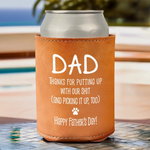 Paws Up, Heads High - Dog Personalized Custom Leather Can Cooler - Father's Day, Gift For Dad, Dog Lovers