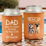 Paws Up, Heads High - Dog Personalized Custom Leather Can Cooler - Father's Day, Gift For Dad, Dog Lovers