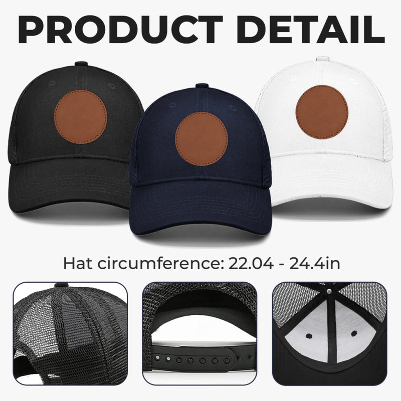 Baby’s First Fan - Family Personalized Custom Round Leather Patch Hat - Father's Day, Gift For Dad, Grandpa