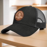 Baby’s First Fan - Family Personalized Custom Round Leather Patch Hat - Father's Day, Gift For Dad, Grandpa