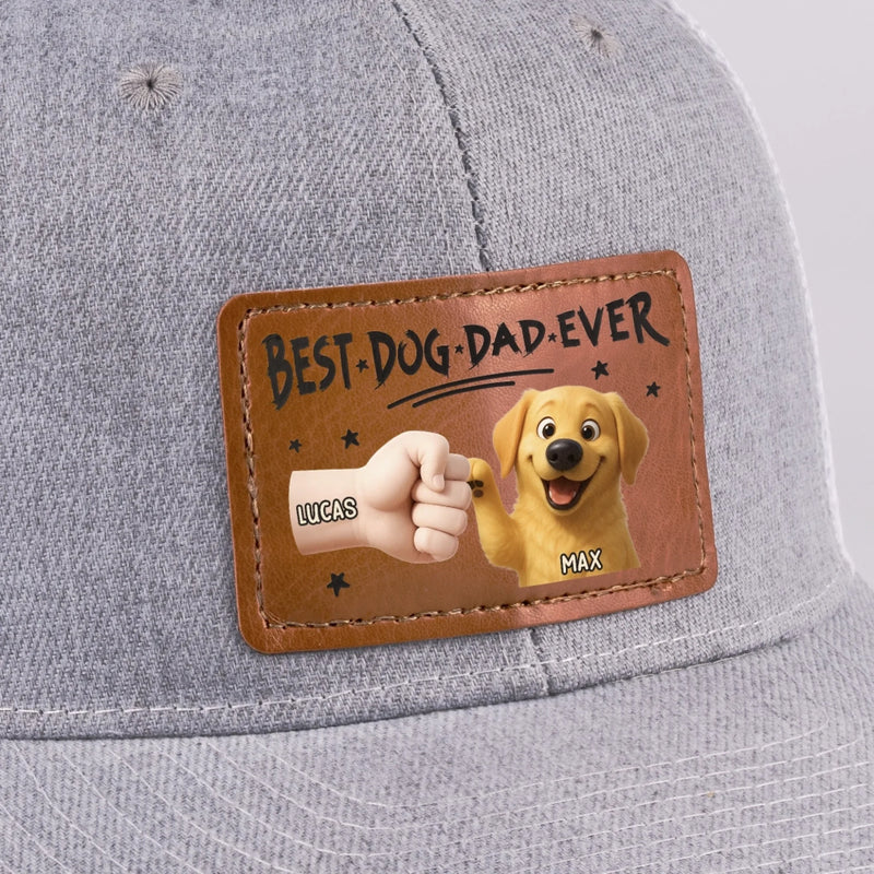 Pup’s Favorite Human - Dog Personalized Custom Leather Patch Hat - Father's Day, Gift For Pet Owners, Pet Lovers