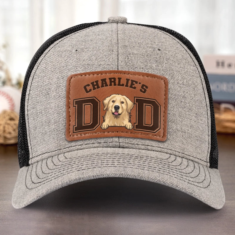Tails Wag For This Guy - Dog Personalized Custom Leather Patch Hat - Father's Day, Gift For Dad, Dog Lovers