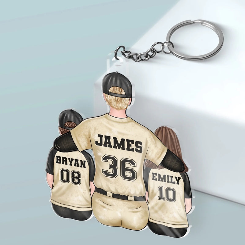 Every Home Run Starts With Dad’s Support - Family Personalized Custom Shaped Acrylic Keychain - Father's Day, Gift For Dad, Sport Lovers, Sport Players