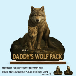 Papa nous guide - Plaque en bois personnalisée à 2 couches avec support plat - Cadeau de pendaison de crémaillère pour papa et grand-père
