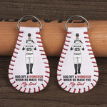 God Hit A Homerun When He Made You My Dad - Family Personalized Custom Leather Keychain - Father's Day, Gift For Dad, Baseball Lovers, Baseball Players