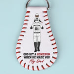 God Hit A Homerun When He Made You My Dad - Family Personalized Custom Leather Keychain - Father's Day, Gift For Dad, Baseball Lovers, Baseball Players