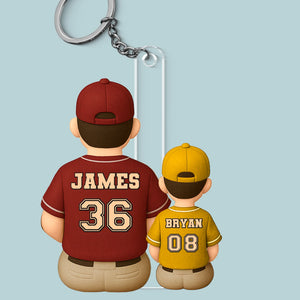 Coaché par papa, alimenté par l'amour - Porte-clés personnalisé en acrylique pour la famille - Fête des pères, cadeau pour papa, amateurs de sport, joueurs de sport