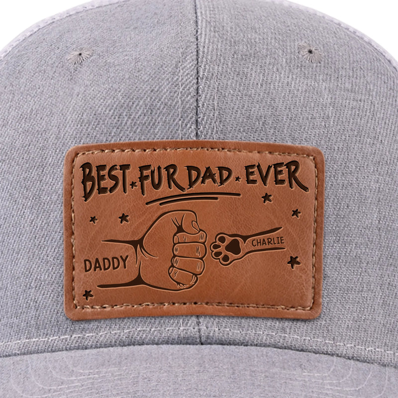 Proud Dad Of Pawsome Kids - Dog & Cat Personalized Custom Leather Patch Hat - Father's Day, Gift For Pet Owners, Pet Lovers