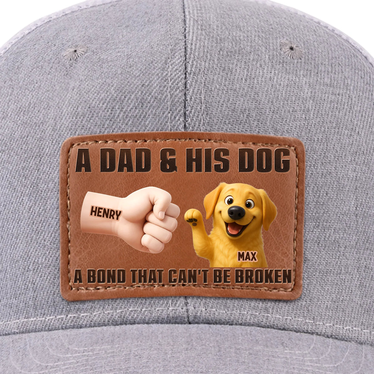 Paws Down, Best Dad Ever - Dog Personalized Custom Leather Patch Hat - Father's Day, Gift For Pet Owners, Pet Lovers