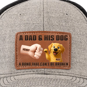 Paws Down, Best Dad Ever - Dog Personalized Custom Leather Patch Hat - Father's Day, Gift For Pet Owners, Pet Lovers