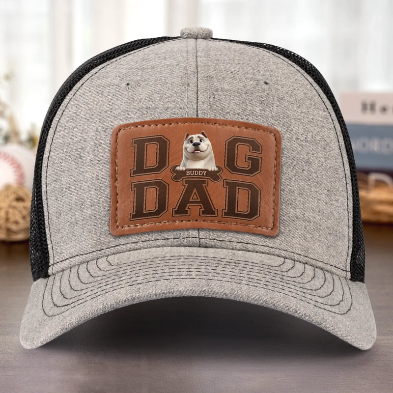 Fur Life, Dad Life - Dog Personalized Custom Leather Patch Hat - Father's Day, Gift For Pet Owners, Pet Lovers