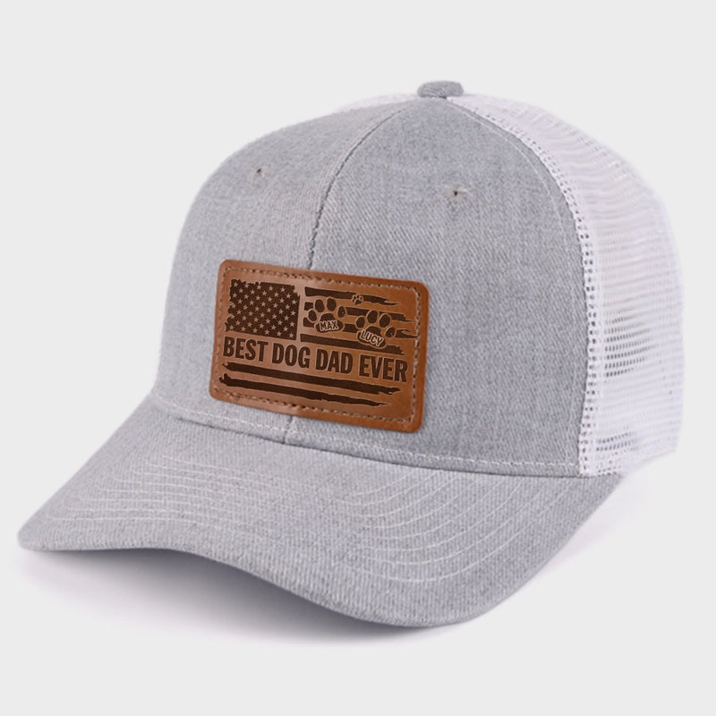 Raised By Paws, Loved By All - Dog Personalized Custom Leather Patch Hat - Father's Day, Gift For Pet Owners, Pet Lovers