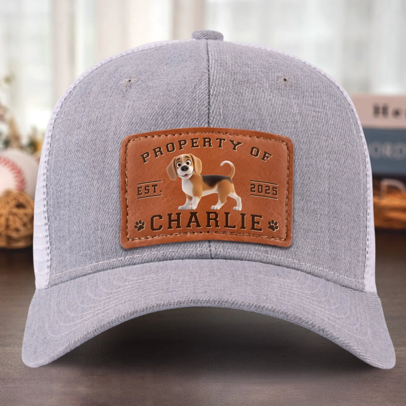 Property Of Paws - Dog Personalized Custom Leather Patch Hat - Father's Day, Gift For Dog Lovers, Dad