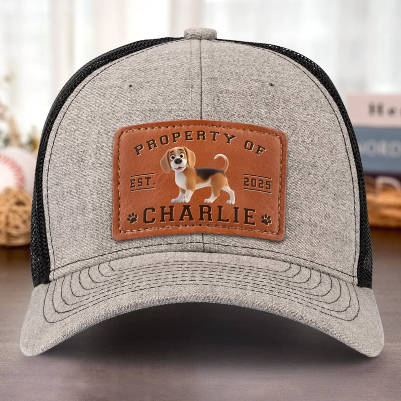 Property Of Paws - Dog Personalized Custom Leather Patch Hat - Father's Day, Gift For Dog Lovers, Dad
