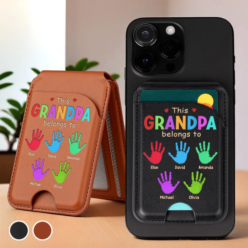 This Great Person Belongs To Us - Family Personalized Custom Magnetic Wallet For iPhone - Father's Day, Gift For Dad, Grandpa