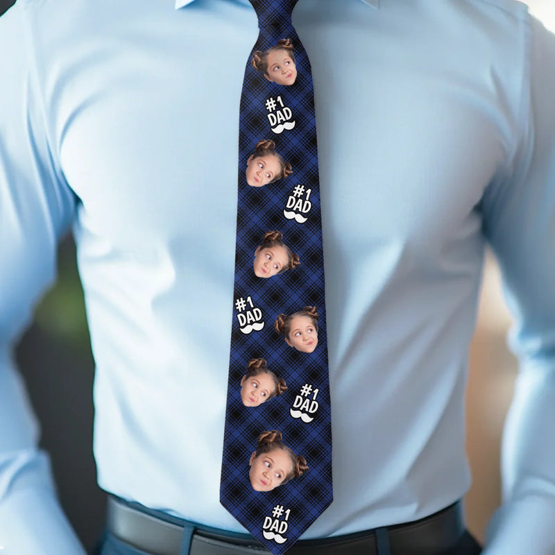 Custom Photo Best One In The World - Family Personalized Custom Tie - Father's Day, Gift For Dad, Grandpa