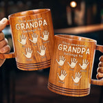 This Awesome Grandpa Belongs To His Crew - Family Personalized Custom Wooden Mug - Father's Day, Gift For Dad, Grandpa