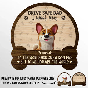 Meilleur papa de chien au monde, je t'aime ! - Clip de pare-soleil de voiture personnalisé pour chien - Fête des pères, cadeau pour papa, propriétaires d'animaux, amoureux des animaux