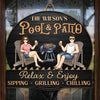 Custom Home Decor Wood Sign - Personalized Anniversary Wedding Gifts For Husband And Wife, Him And Her - Just A Couple, Pool & Patio Sipping Chilling