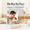 Custom Photo The Start Of Dad Life - Family Personalized Custom Rectangle Shaped Acrylic Plaque - Father's Day, Baby Shower Gift, Gift For First Dad, Baby Kids, Newborn Baby