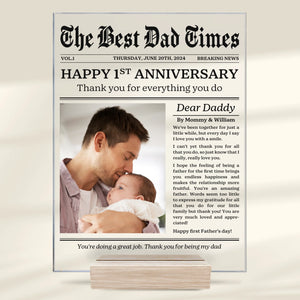 Photo personnalisée « Le début de la vie de papa » - Plaque rectangulaire en acrylique personnalisée pour la famille - Cadeau pour la fête des pères, la fête prénatale, le premier papa, les bébés et les nouveau-nés