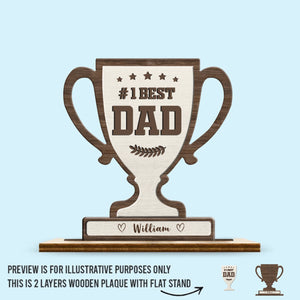 Notre Champion, Notre Papa - Plaque en bois personnalisée à 2 couches avec support - Fête des Pères, Cadeau pour papa, Grand-père