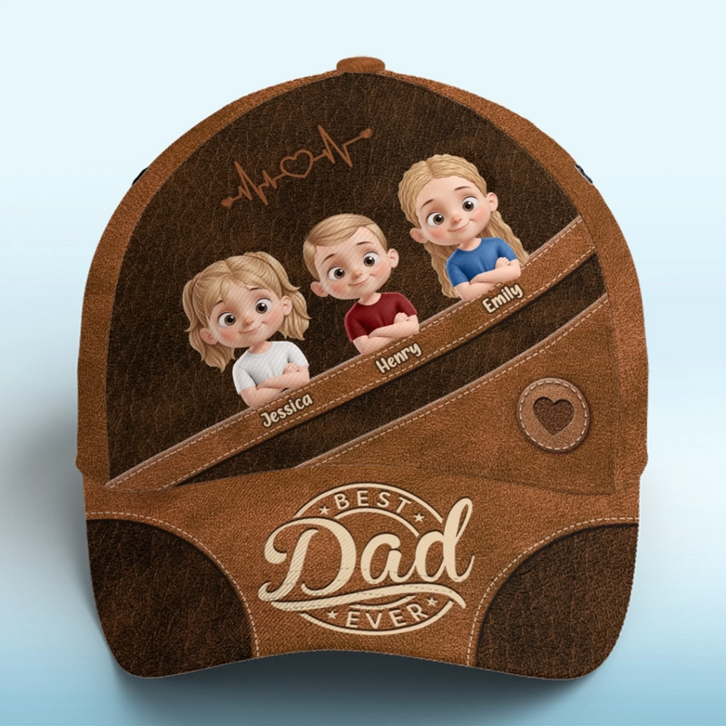 Cool Dad Warm Heart - Family Personalized Custom Hat, All Over Print Classic Cap - Father's Day, Gift For Dad, Grandpa